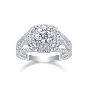 Silver Moissanite Promise Ring 125 Stones White Background