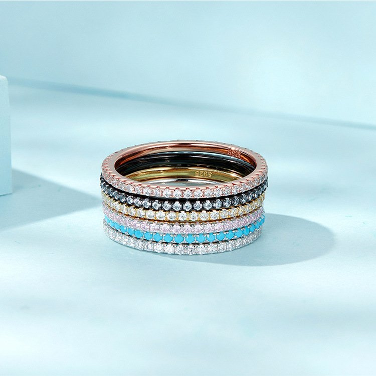 Minimalist Eternity Stackable CZ Ring in 925 Sterling Silver (All Colors)