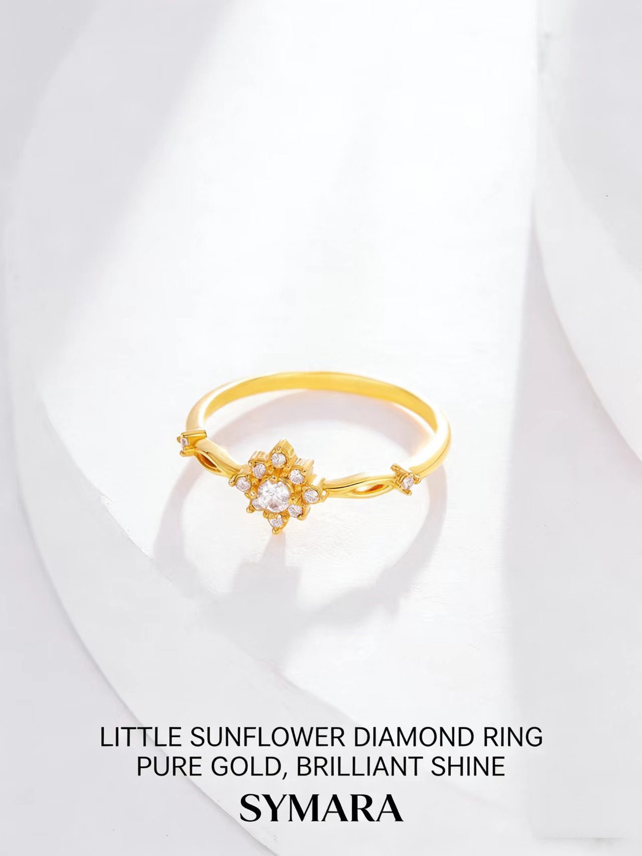 Sunflower Moissanite Pure Gold Ring design