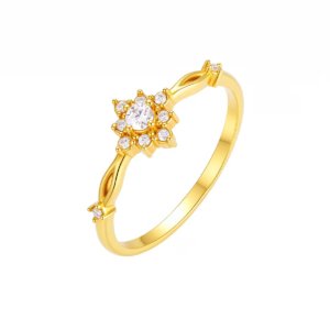 Sunflower Moissanite Pure Gold Ring Main Image