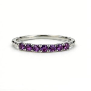 SYMARA pavé natural amethyst ring for women, 925 silver main product shot on white background