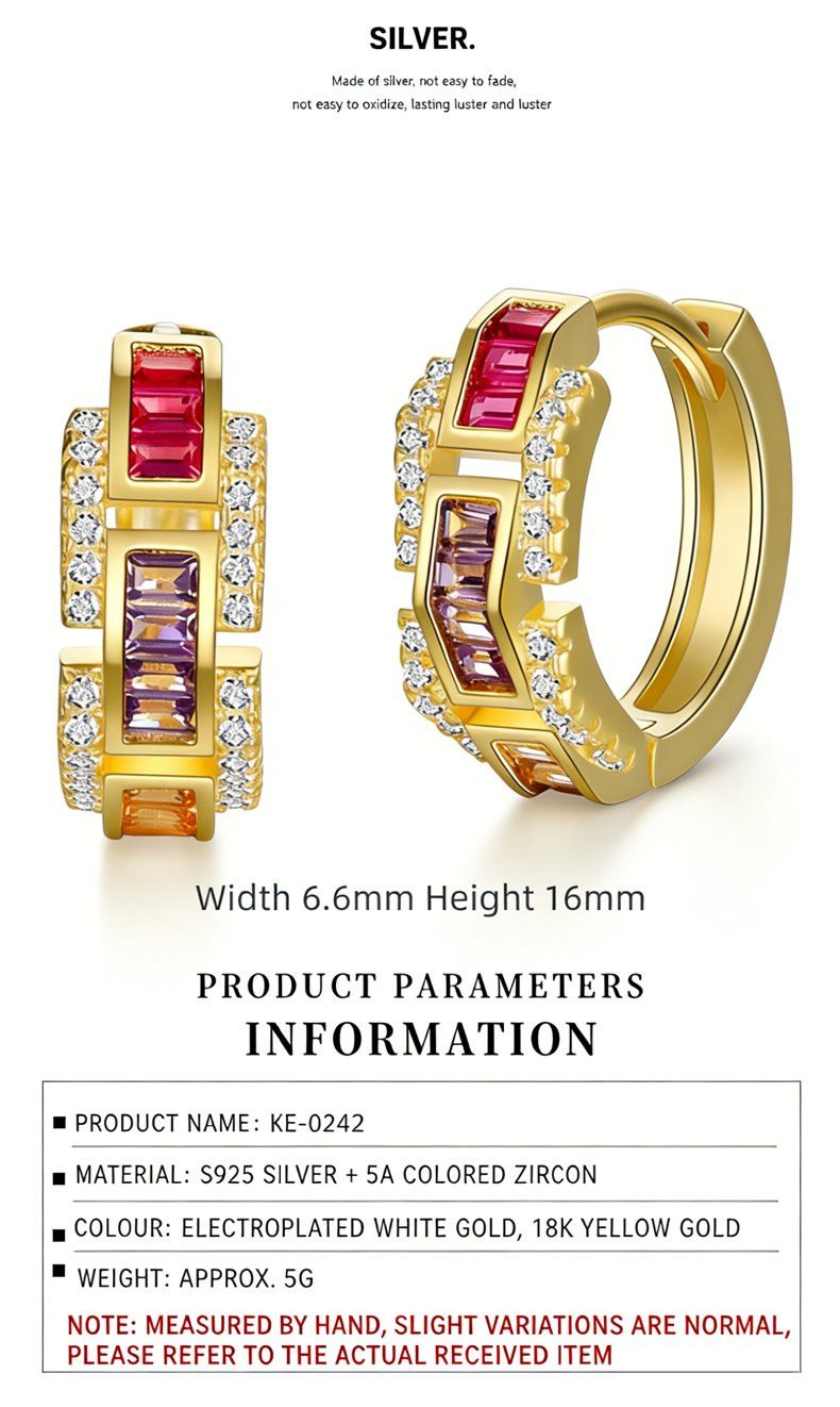 Colored Diamond Earrings Close Up Cubic Zirconia Stones S925 Silver