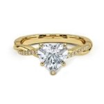 SYMARA heart moissanite ring front view, 925 sterling silver twisted shank vintage jewelry