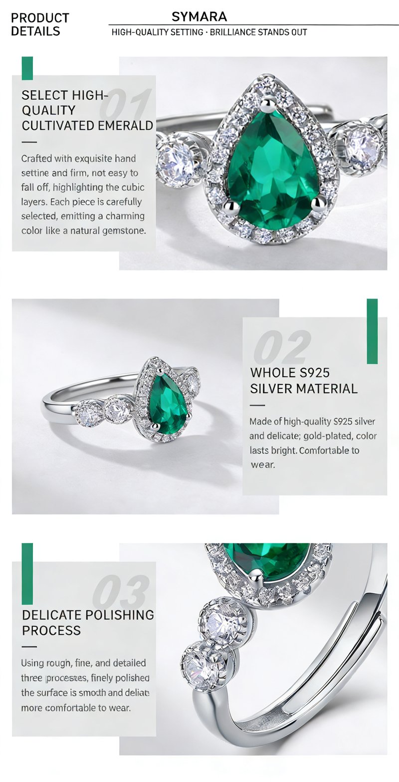 Lab grown emerald certificate for SYMARA vintage pear ring