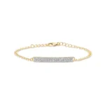 SYMARA minimalist diamond bar bracelet in S925 sterling silver with 18K gold plating, white background