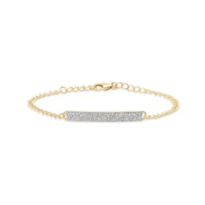 SYMARA minimalist diamond bar bracelet in S925 sterling silver with 18K gold plating, white background