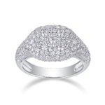 Close-up of Pavé Setting on Wide Moissanite Dome Ring
