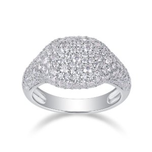 Close-up of Pavé Setting on Wide Moissanite Dome Ring