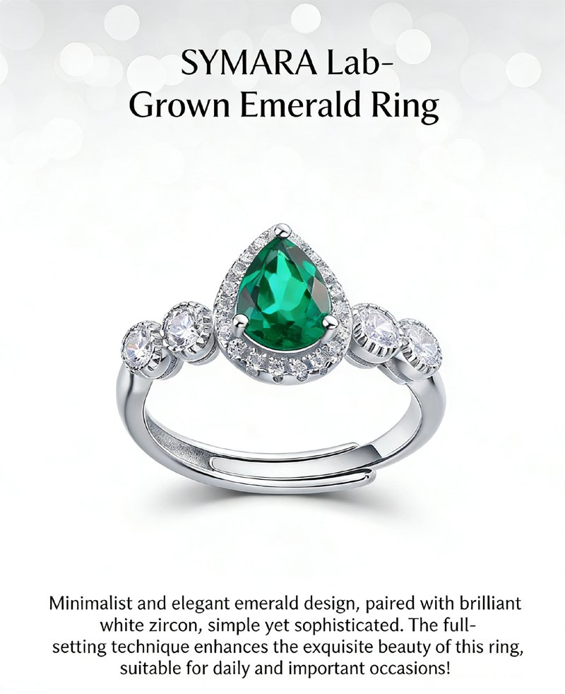 Lab grown emerald certificate for SYMARA vintage pear ring