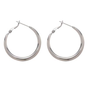 SYMARA Round Hoop Earrings, polished S925 silver, 5cm statement hoop earrings