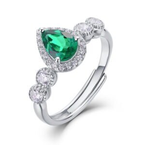 SYMARA vintage pear-shaped lab grown emerald ring main product shot 