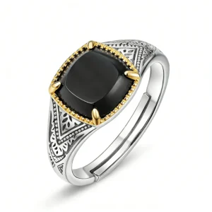 Adjustable Open Band For Vintage Onyx Signet Ring Women
