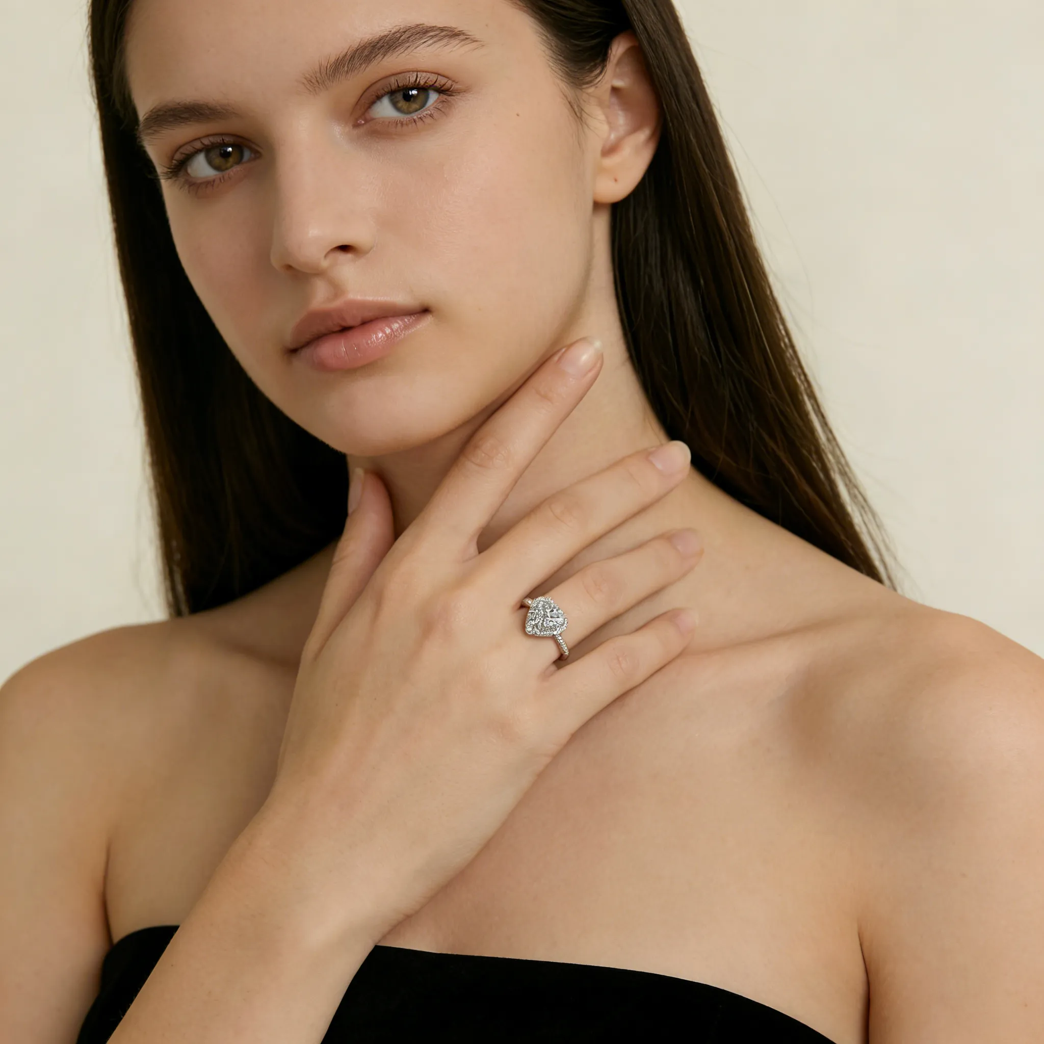 Heart Promise Ring Worn on Finger for Women