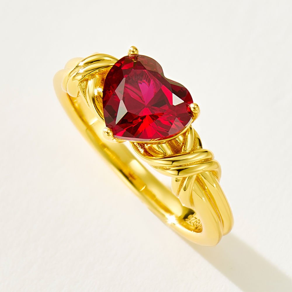 red heart solitaire ring