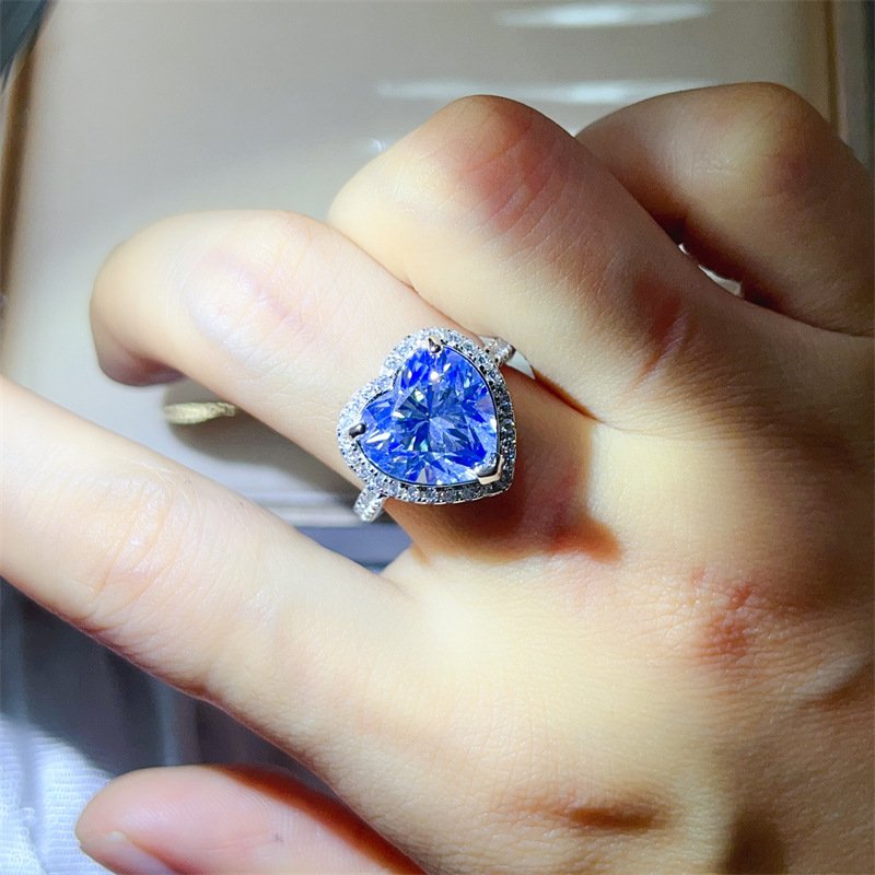 5ct-heart-moissanite-ring-worn-on-hand-statement Women’s 5CT heart cut moissanite promise ring with micro-pave details