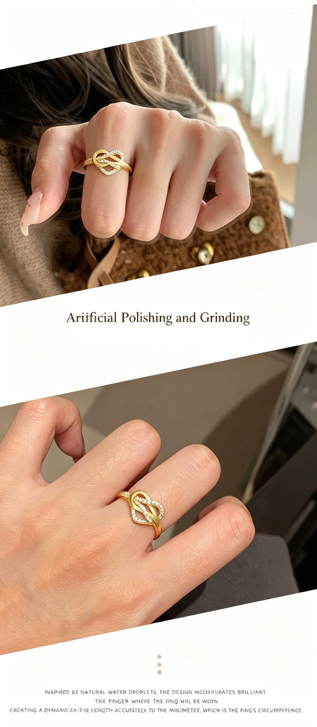 Detail of twisted heart band S925 sterling silver moissanite ring