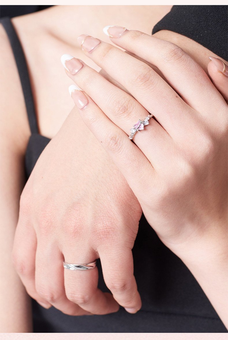 Heart Ring with Cubic Zirconia, Sterling Silver Women’s Promise Ring