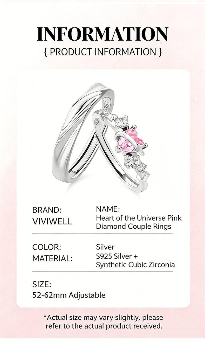 Couple Heart Ring Set, 925 Sterling Silver Matching Promise Rings for Couples