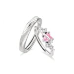 Couple Heart Ring Set, 925 Sterling Silver Matching Promise Rings for Couples