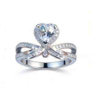 Minimalist heart-shaped moissanite ring in S925 sterling silver for women