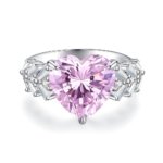 6CT pink cubic zirconia Valentine’s Day heart ring in S925 sterling silver for women