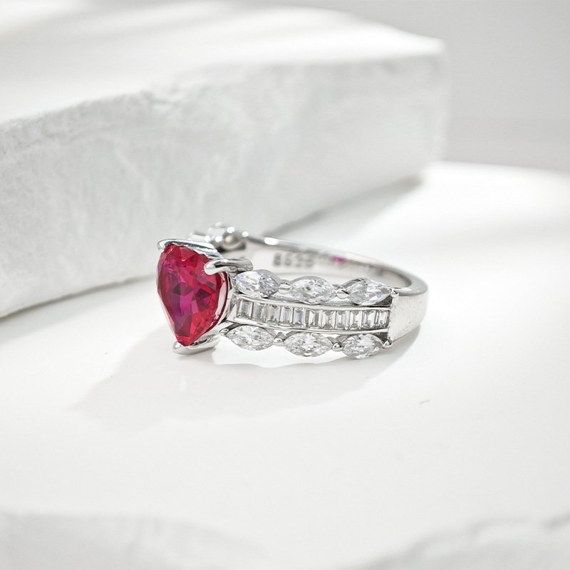 2CT ruby heart halo ring