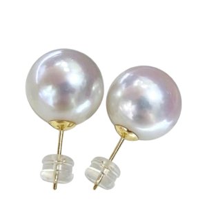 12mm Australian white Edison freshwater pearl stud earrings strong luster SYMARA