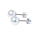 5mm freshwater pearl stud earrings, mini everyday style on white background