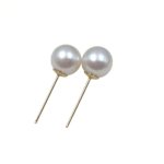 6mm near round freshwater pearl stud earrings CZ8197, classic white pearl jewelry for ladies