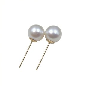 6mm near round freshwater pearl stud earrings CZ8197, classic white pearl jewelry for ladies