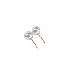 7mm white round freshwater pearl stud earrings dainty layering style