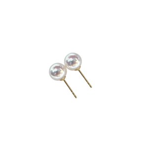 7mm white round freshwater pearl stud earrings dainty layering style