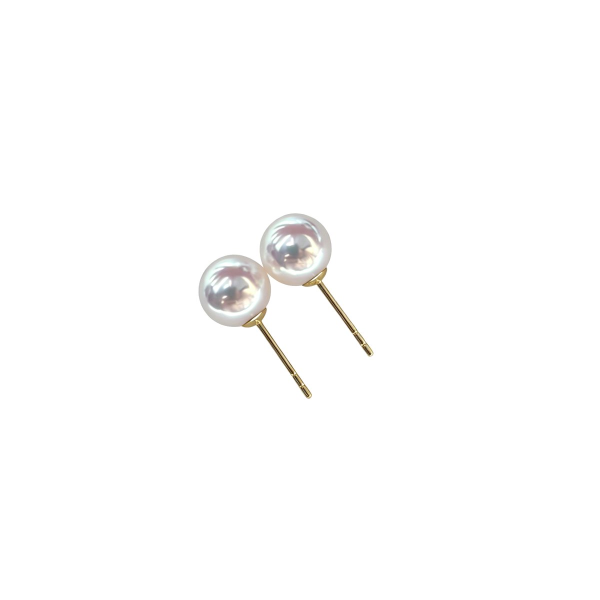 7mm white round freshwater pearl stud earrings dainty layering style