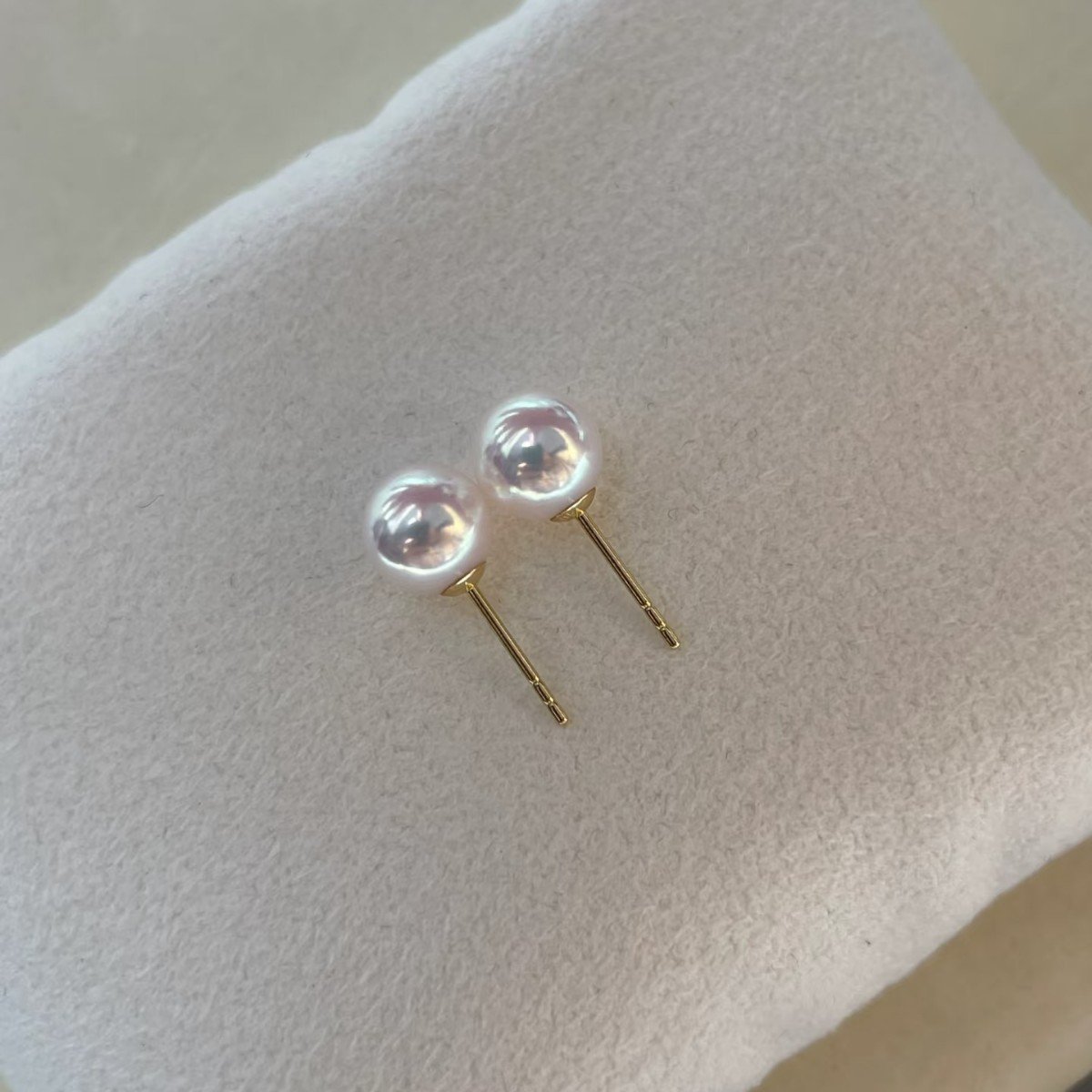 7mm white round freshwater pearl stud earrings dainty layering style