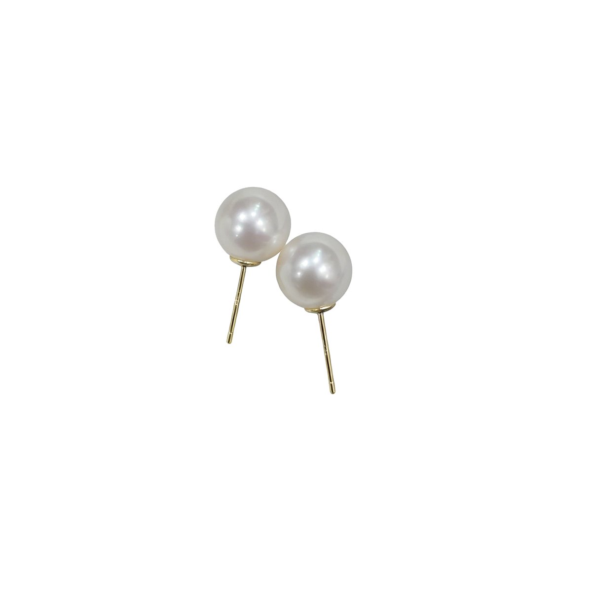 9mm luminous freshwater pearl stud earrings with small bulb luster