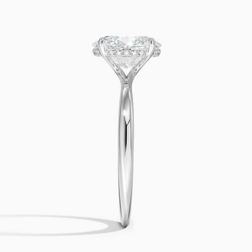Side view of 4-prong micro-pave diamond promise ring, showcasing smooth S925 silver band and secure stone setting.