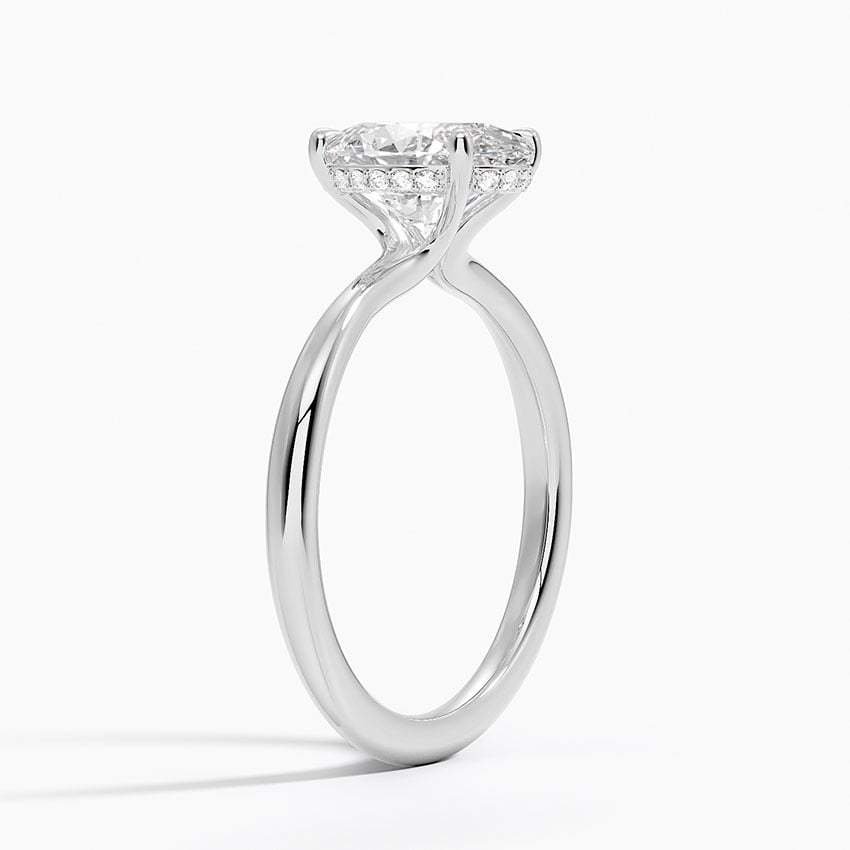 Side view of 4-prong micro-pave diamond promise ring, showcasing smooth S925 silver band and secure stone setting.