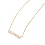 Gold Custom Letter Pendant necklace with zircon stones, hypoallergenic titanium steel design.