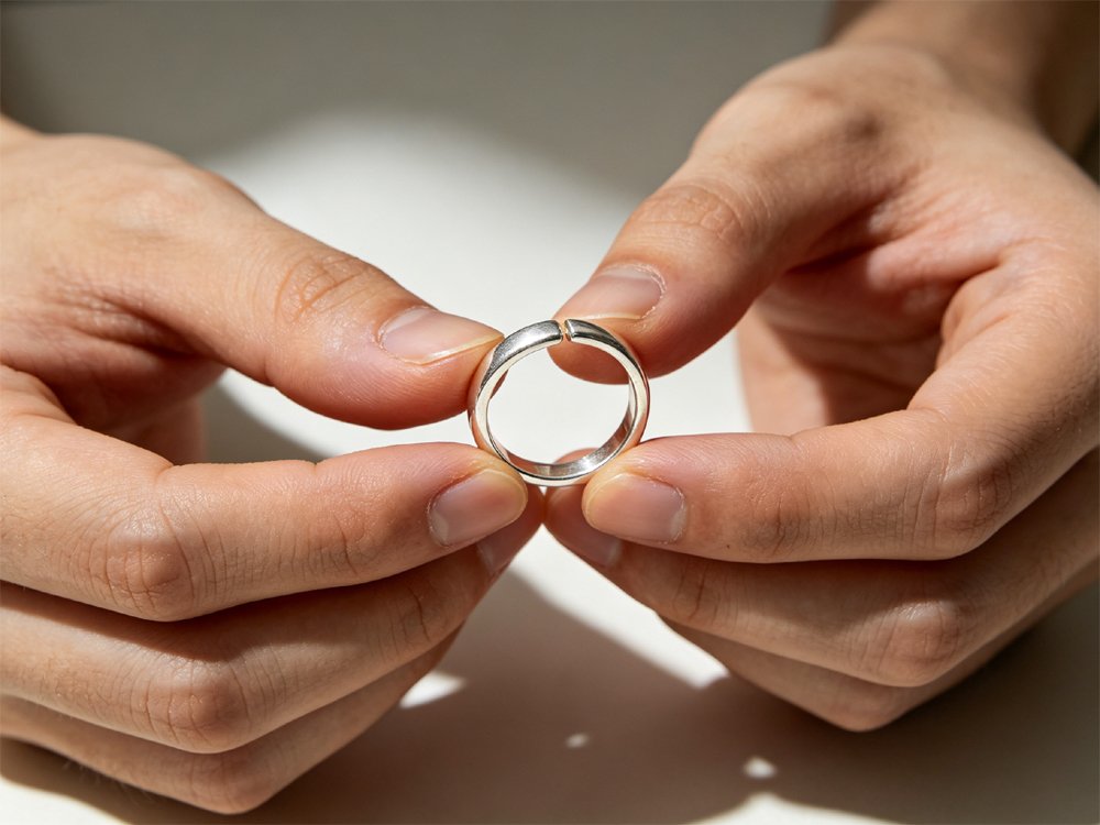 Stable solid structure of high durability sterling silver ring