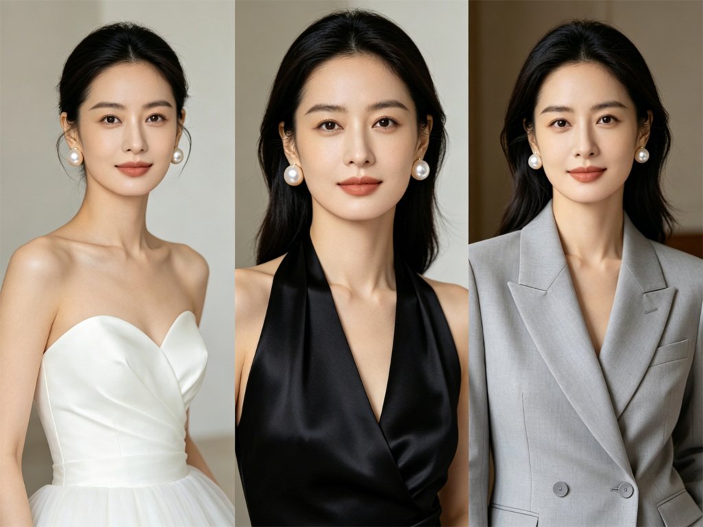 Women wearing luxury Edison pearl stud earrings for wedding, banquet and daily elegant occasions