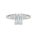 Emerald cut moissanite promise ring for couples with brilliant sparkle