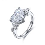 Heart cut solitaire ring with 3ct clear cubic zirconia in S925 silver.