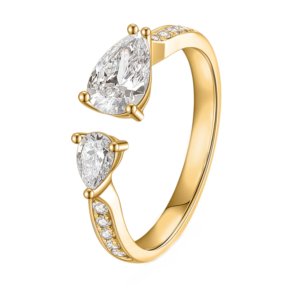 18K yellow gold toi et moi lab diamond ring same design as white gold model