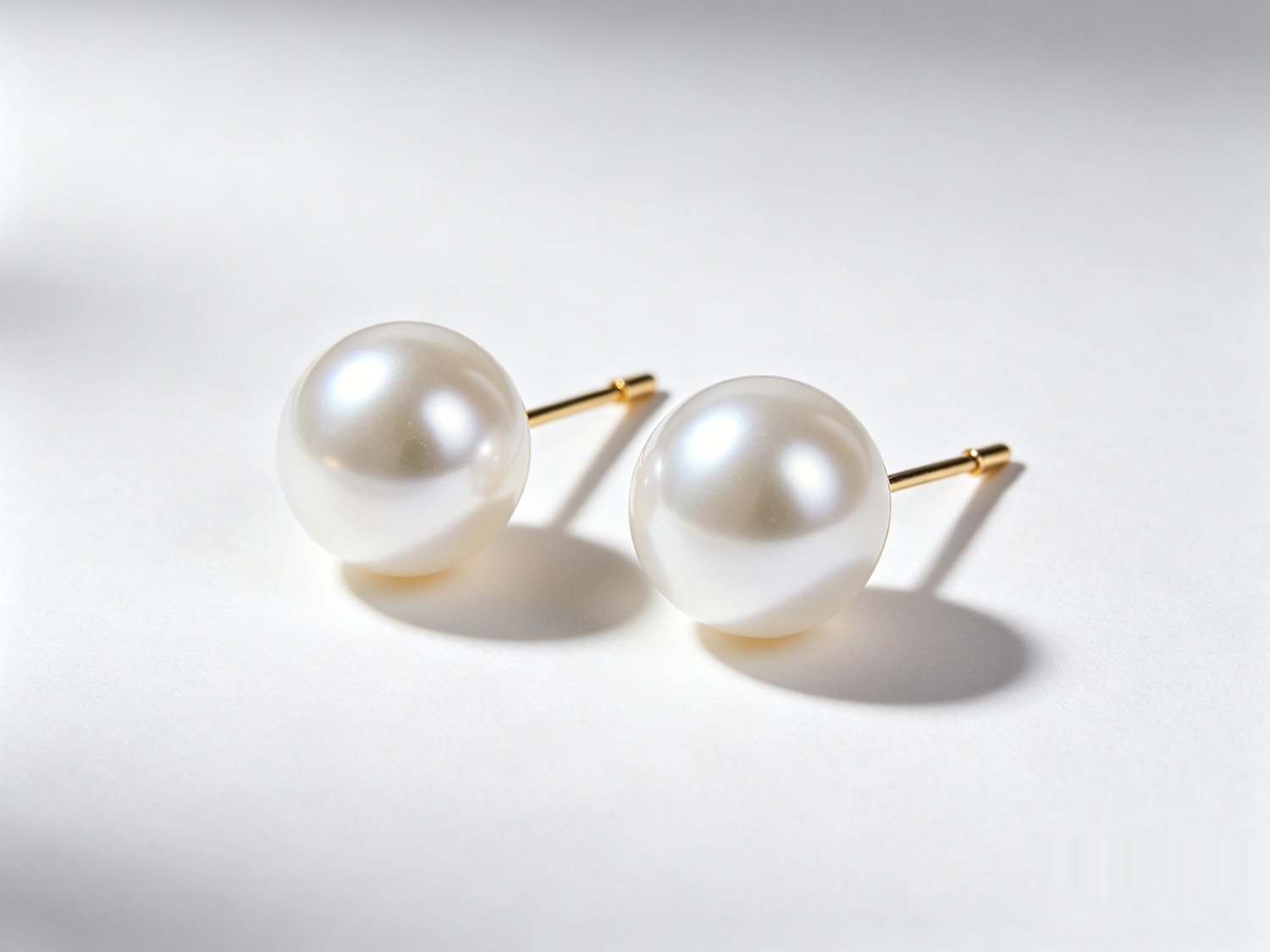 Luxury 10-12mm white round Edison freshwater pearl stud earrings with intense luster, 18K gold hypoallergenic posts