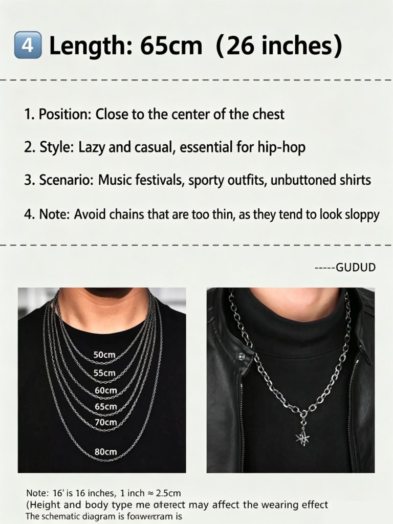mens necklace length 65cm, 26 inches