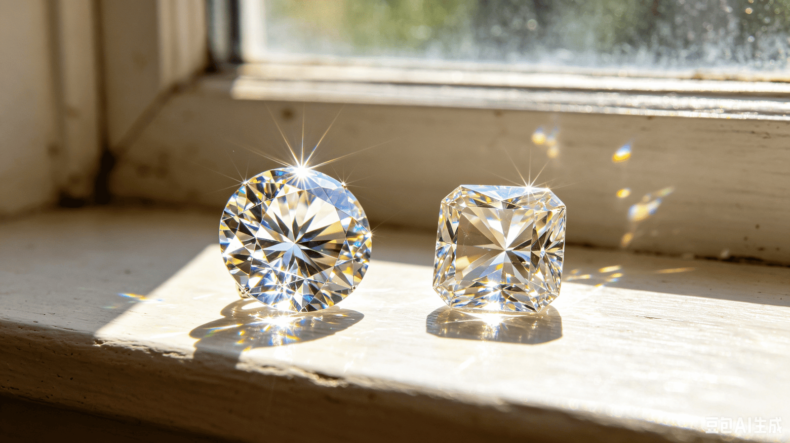 Moissanite and cubic zirconia loose gemstone visual comparison