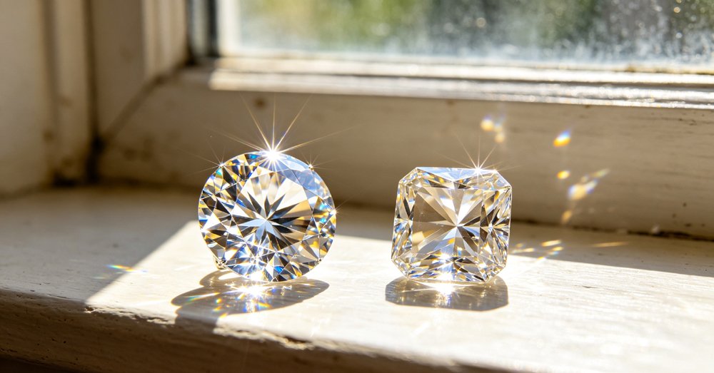 Fire and sparkle difference between moissanite and cubic zirconia 