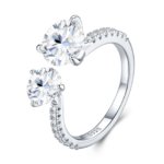 Moissanite toi et moi ring 3.2CT round cut S925 sterling silver for women