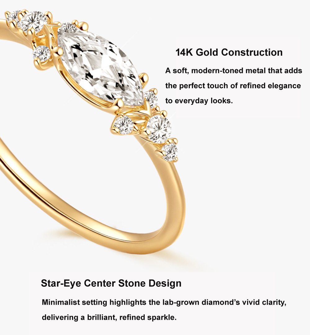 Side view of promise ring in 14k gold with accent lab grown diamonds