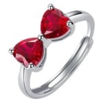 S925 sterling silver bowknot ruby heart ring for women fashion jewelry
